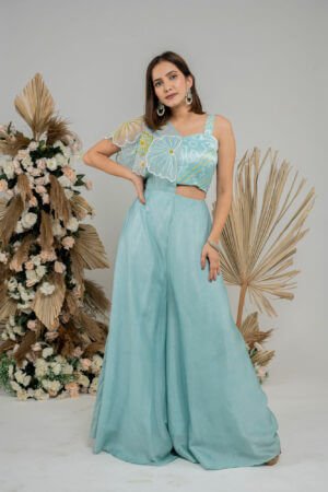 Powder blue flower jumpsuit