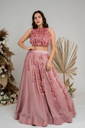 Dark onion pink crop top and skirt