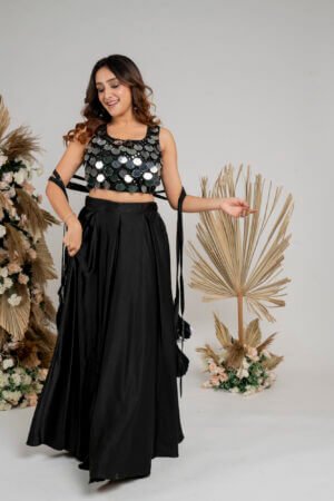 Disco shell black crop top and skirt